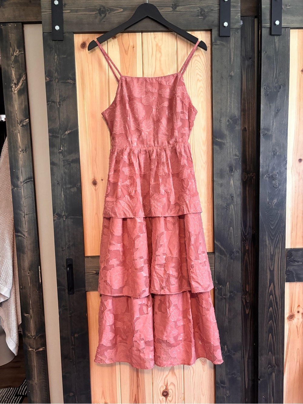 Tiered Lace Maxi Dress in Dusty Rose